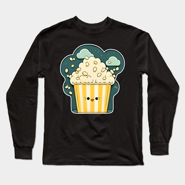 popcorn day, popcorn appreciation Long Sleeve T-Shirt by Stickandteach